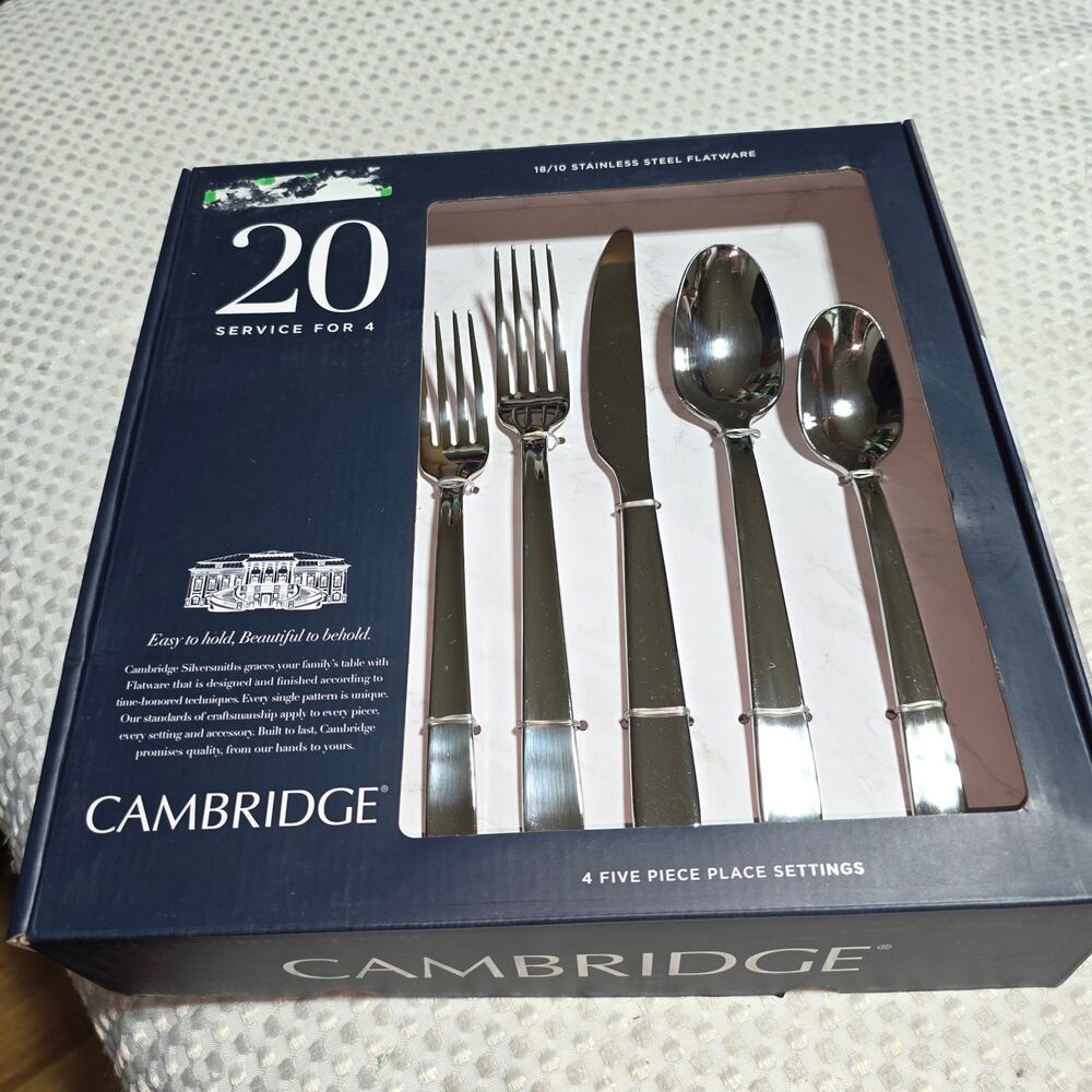 CAMBRIDGE 20 PC STAINLESS STEEL FLATWARE SET  SERVICE FOR 4